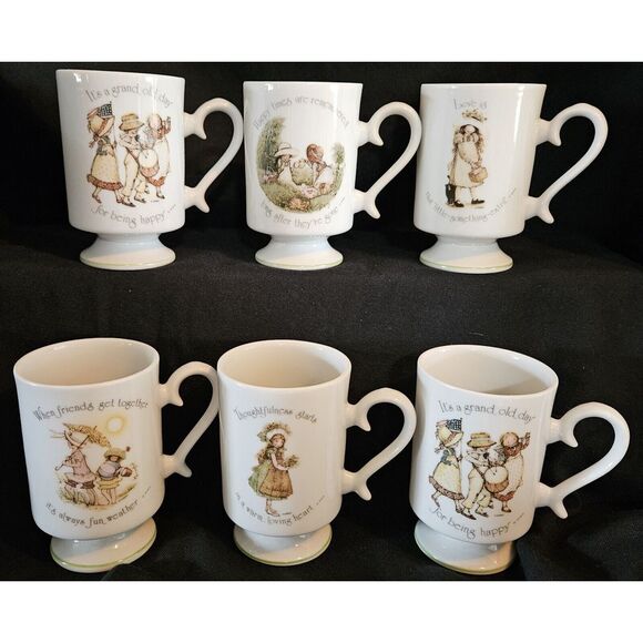 Other - Holly Hobbie Tea Coffee Cups Set of‎ 6 Six 1974 4.25" Porcelain Vintage Perfect